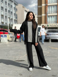 Black Puzzle Printed 2 Pcs Winter Outfit
