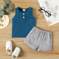 Blue Grey Printed Short Sleeve Kids Wear