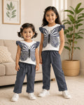 Grey & White Butterfly Printed Kids Wear