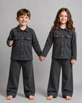 Charcoal Button Style Kids Wear