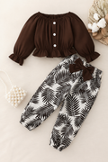 Brown Puff Sleeve Style Kids Wear