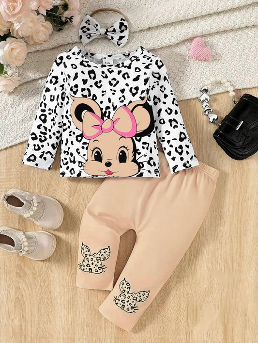 White & Skin Minnie Printed Kids Wear