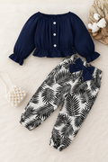 Navy Puff Sleeve Style Kids Wear