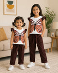 Maroon & White Butterfly Printed Kids Wear