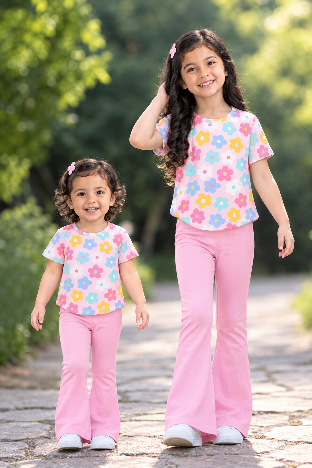 Pink Floral Flower Printed Kids Wear