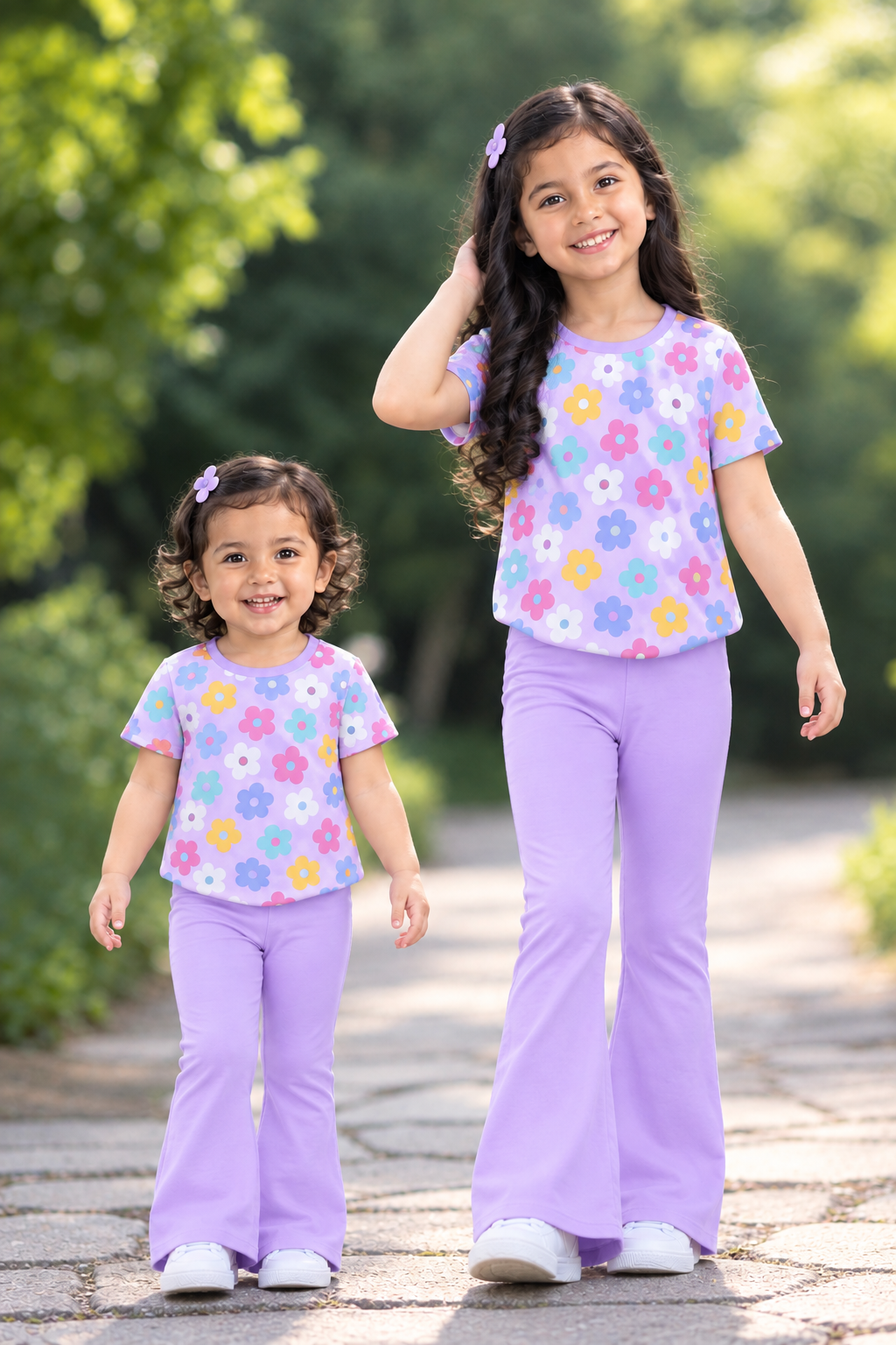 Purple Floral Flower Printed Kids Wear